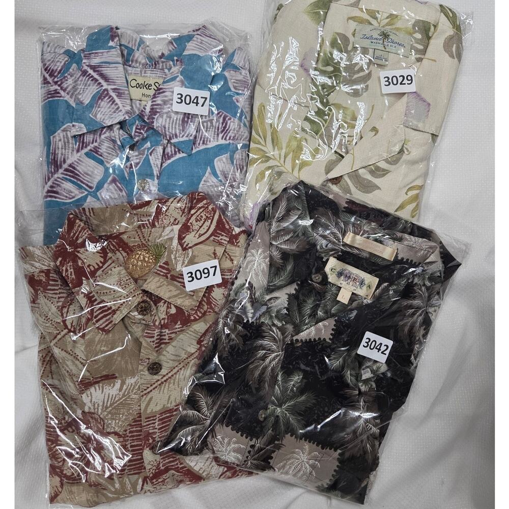 Shirts Aloha 4 Lg Hawaiian; Cooke St; Campia Moda; Island Shores; Caribbean FS